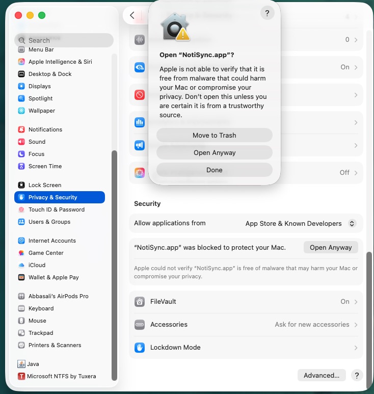 مرحله 3 - تنظیمات امنیتی macOS